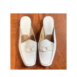 Nordstrom White Leather Slip-On Mules Size 6